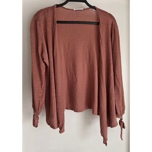 OPUS Cardigan Size 44 Dusty Rose Linen Long Sleeve Women Boho Wrap Sweater